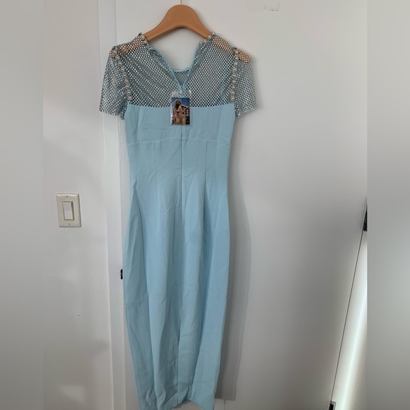 Self-Portrait blue Crepe Diamante Midi Dress NWT - Picture 9 of 11